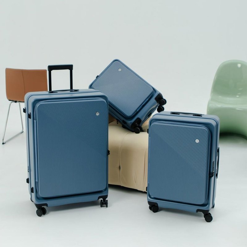 Dreamin 20+25+29-inch flip-up front-loading suitcase/carry-on suitcase-Xiwu Blue 3-piece suitcase - กระเป๋าเดินทาง/ผ้าคลุม - พลาสติก สีเขียว