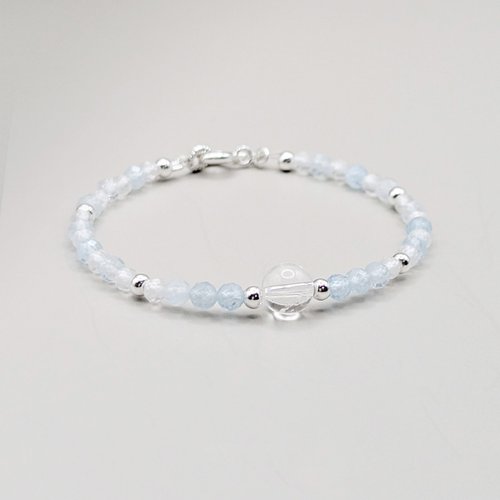 Somnambulist 天然水晶 白水晶+海藍寶 鍍14K金 輕珠寶手環 手鍊