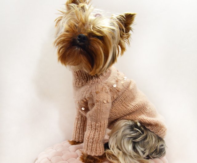 Knit Dog sweaters for small dogs girl . Dog clothes with Sequins