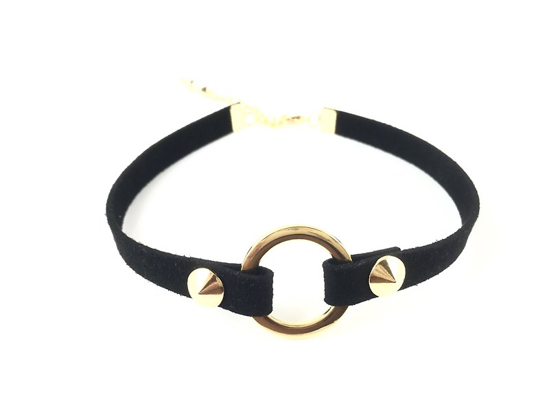 Golden Circle Nail Necklace (Black) - Necklaces - Other Materials Black