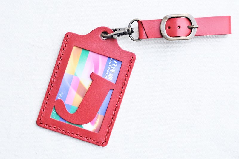[Rainbow series 🌈RAINBOW8|Red|ROSSO—Initial A to Z English alphabet luggage tag] Well stitched leather material bag free embossed hand-wrapped rainbow card holder card holder business card holder luggage tag travel protector holder ID holder simple and practical Italian leather plant Tanned leather DIY - เครื่องหนัง - หนังแท้ สีแดง