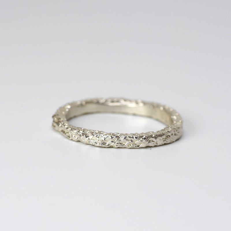 熔岩 - 純銀自然紋理戒指 尾戒無名指戒 情侶對戒 - 對戒 - 純銀 銀色