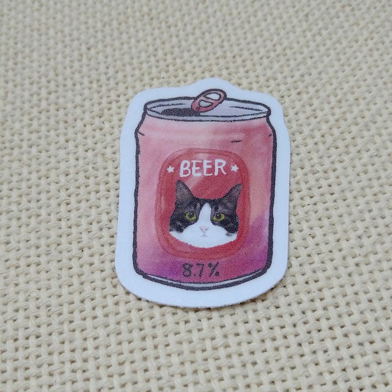 黑貓啤酒-防水車貼-行李箱貼紙-賓士貓-貓咪 - 貼紙 - 防水材質 