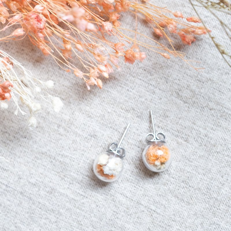 Spring / Stainless Steel / Glass Dome Earrings - ต่างหู - แก้ว สีส้ม