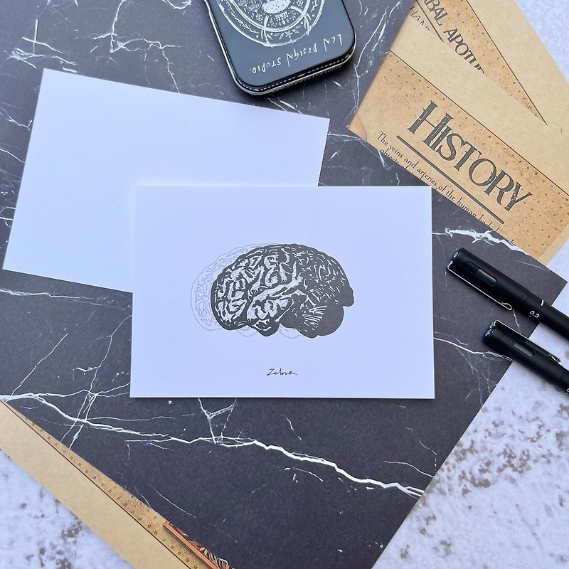 明信片-白卡系列(大腦) - 心意卡/卡片 - 紙 