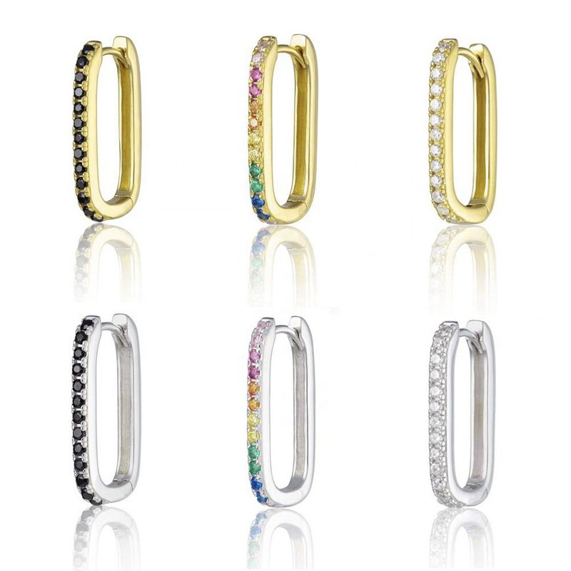 Rainbow Huggie Earrings - Earrings & Clip-ons - Sterling Silver Gold