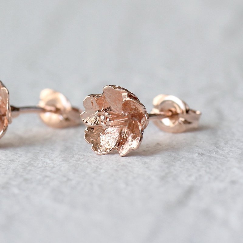 Cherry blossom earrings -pink gold- - ต่างหู - เงินแท้ สึชมพู