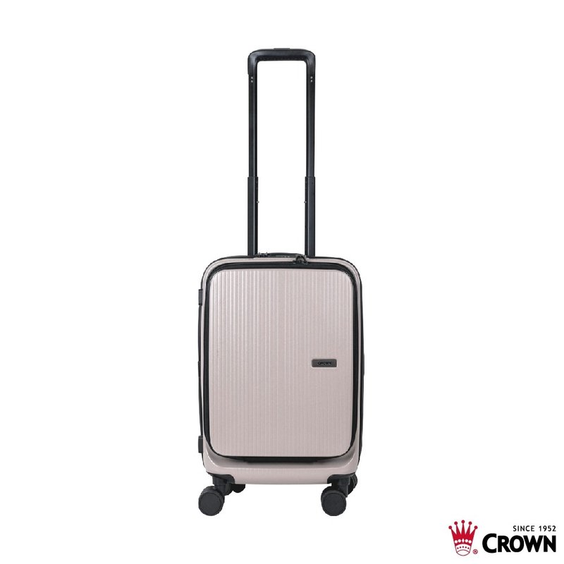 【CROWN】19.5吋 DOPPIO 前開框架拉桿箱 登機箱  霧面拿鐵咖啡 - 行李箱/旅行袋 - 塑膠 咖啡色