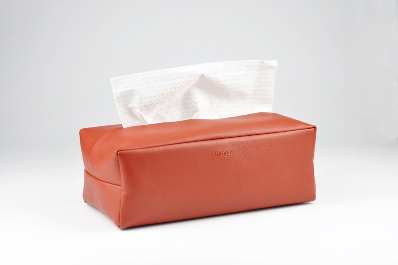 Rectangle Tissue Box Cover, Facial Tissue Holder, Soft Touch, Red - กล่องทิชชู่ - หนังเทียม สีแดง