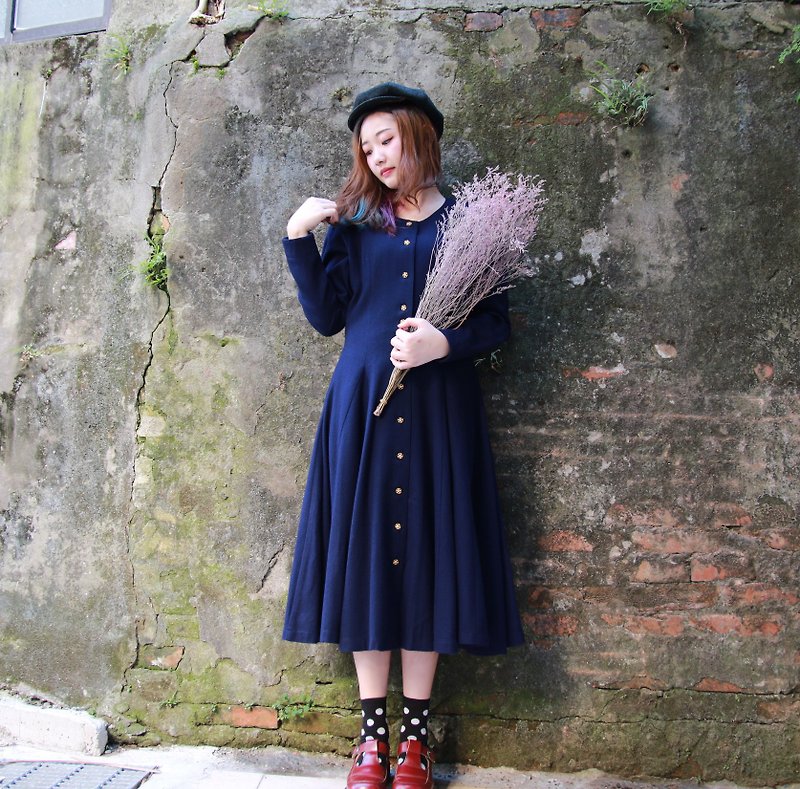 Back to Green :: Cyan Blue Rear European Cross Bodied Dress vintage dress (OPD-24) - One Piece Dresses - Polyester Blue