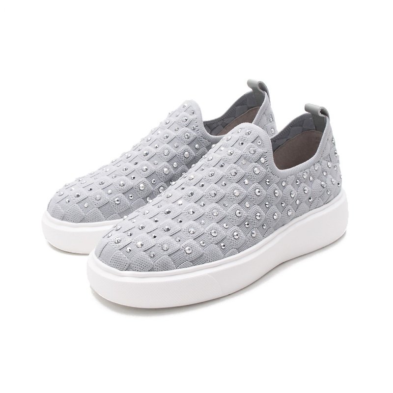 PQ (female) checkered flying woven dot flashing diamond platform footwear casual shoes-gray (otherwise black) - Women's Casual Shoes - Rubber 