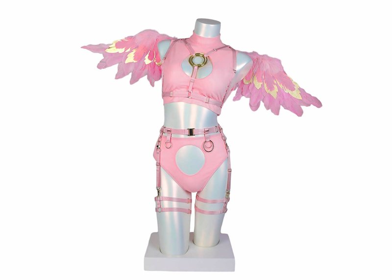 Halo Harness and Lingerie Set Pink - 女內衣褲 - 其他材質 粉紅色