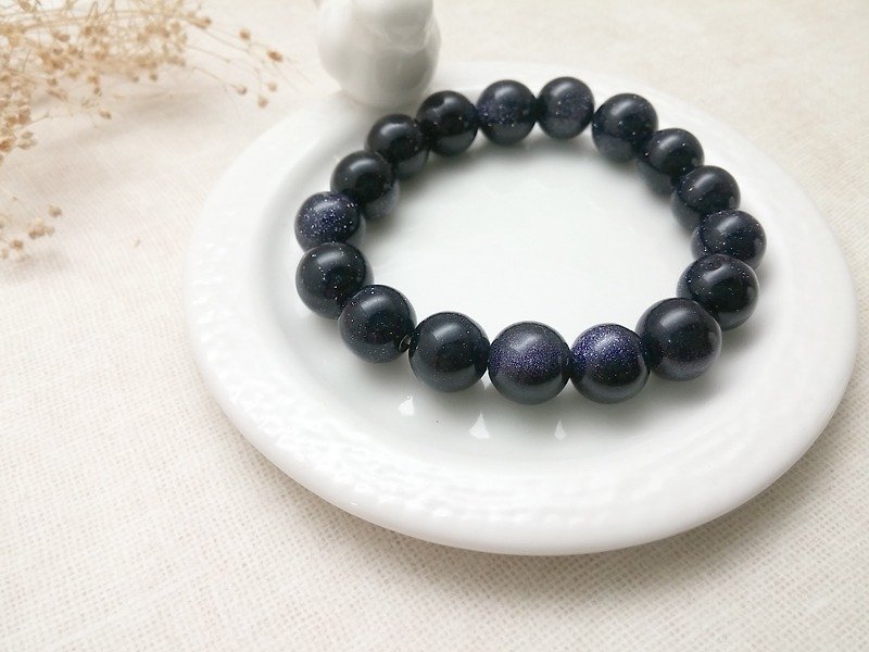 ♥ HY ♥ x handmade bracelet blue sandstone simple natural stone bracelet - สร้อยข้อมือ - วัสดุอื่นๆ สีน้ำเงิน