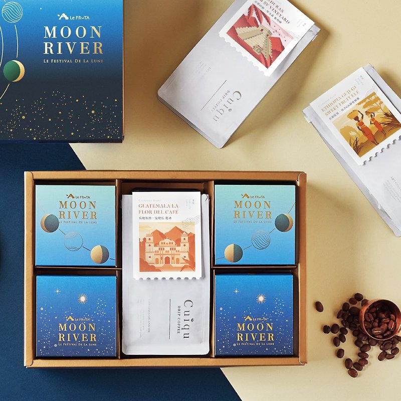 [Limited amount] Moon River bi-monthly gold Mid-Autumn Festival gift box-please place an order separately from the cake at room temperature - Cake & Desserts - Other Materials Yellow