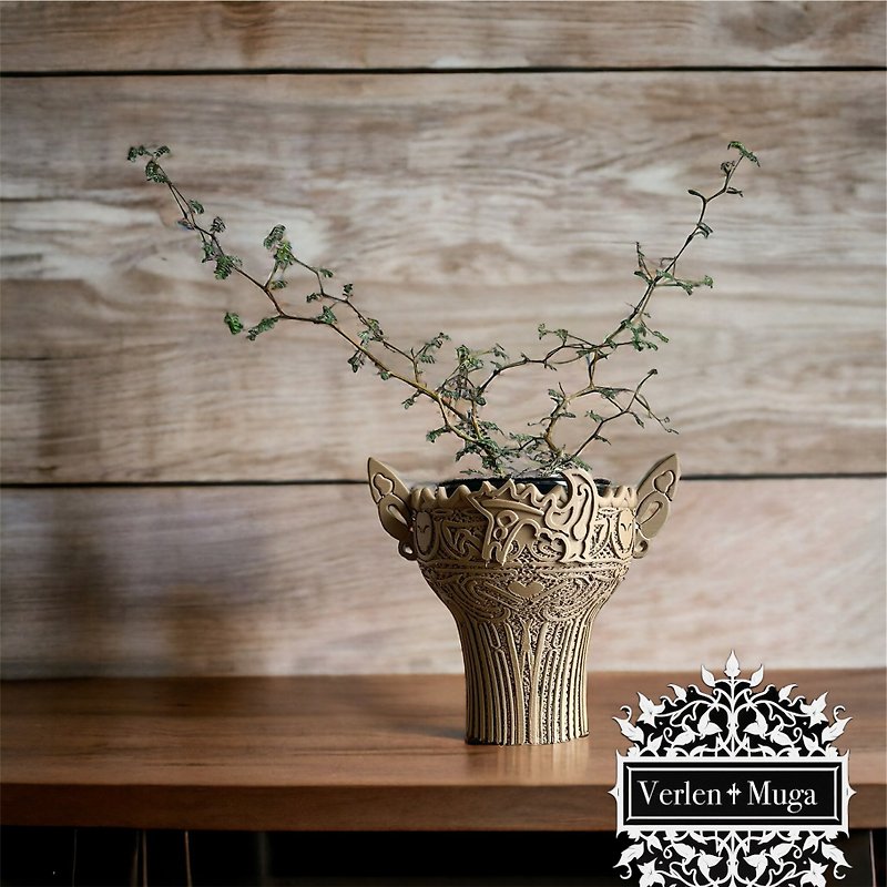 縄文土器植木鉢　メッシュ植木鉢　縄文式土器風　植木鉢　プランター - 花瓶/陶器 - 塑膠 咖啡色