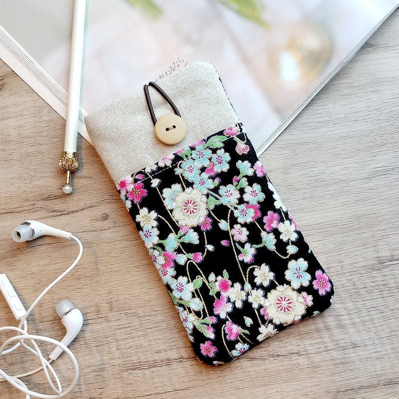 Customized phone bag, mobile phone bag, mobile phone protective cloth cover such as iPhone Sakura (P-222) - Phone Cases - Cotton & Hemp Pink