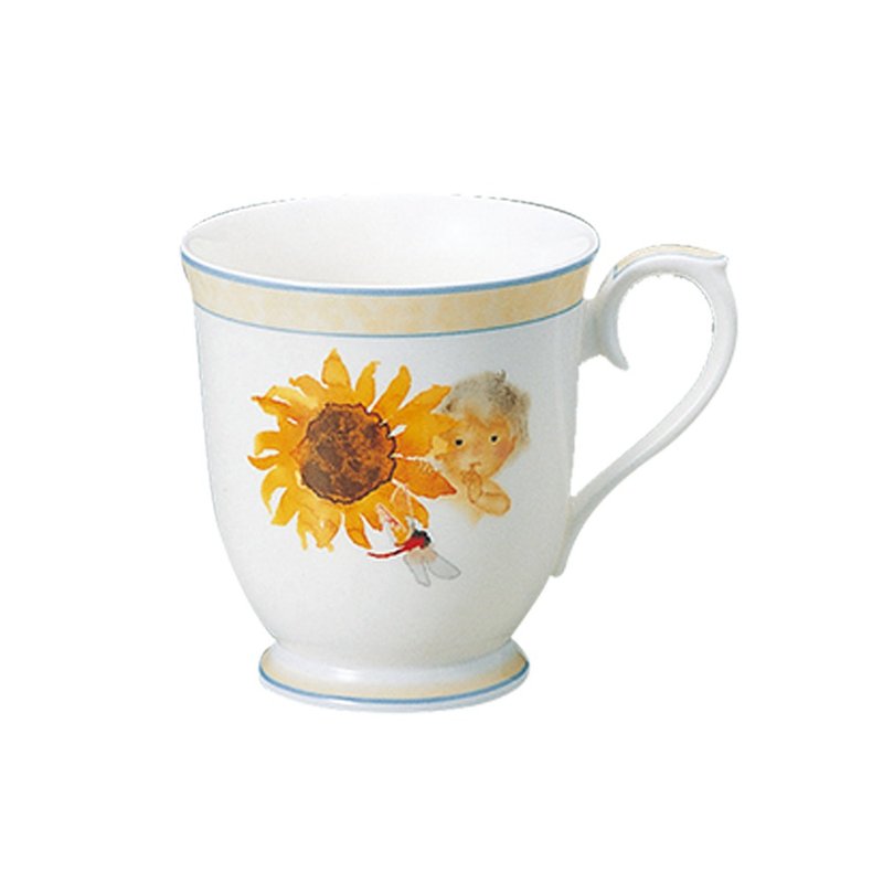 Chihiro Iwasaki岩崎知弘設計師聯名骨瓷馬克杯290ml(向日葵) - 咖啡杯 - 瓷 白色