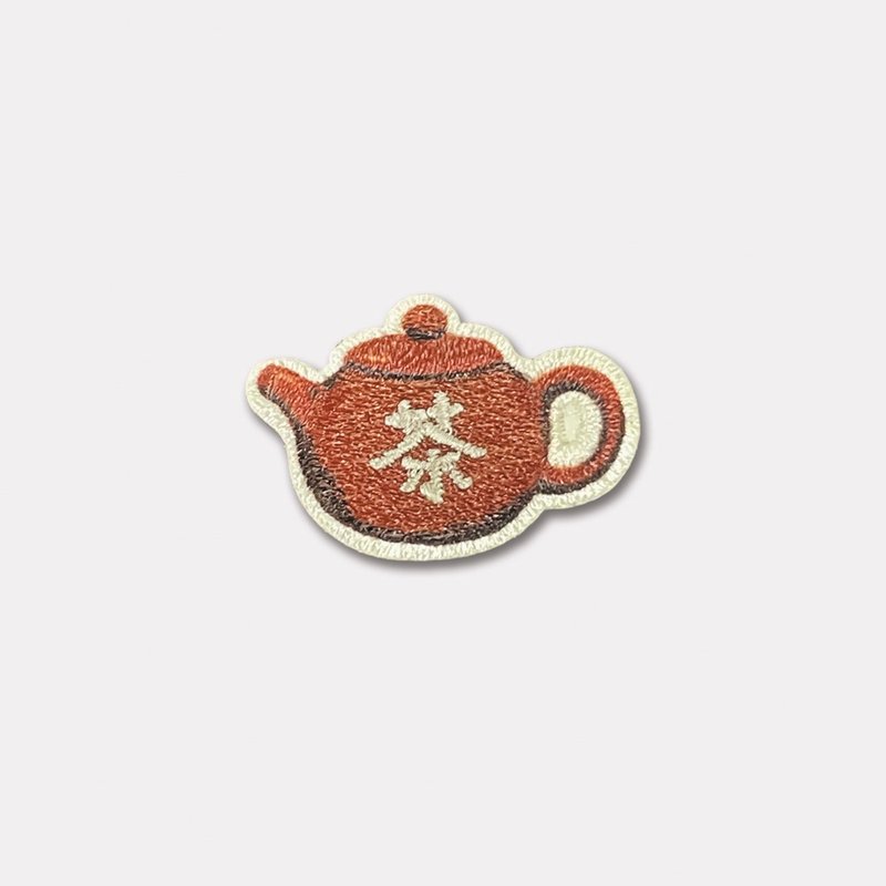 台灣茶雙用刺繡布貼/台灣伴手禮/台灣特色禮 - 徽章/別針 - 繡線 多色