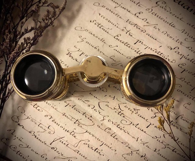 珍しいフランスの世紀の古いアンティーク塗装双眼鏡オペラ眼鏡 ...