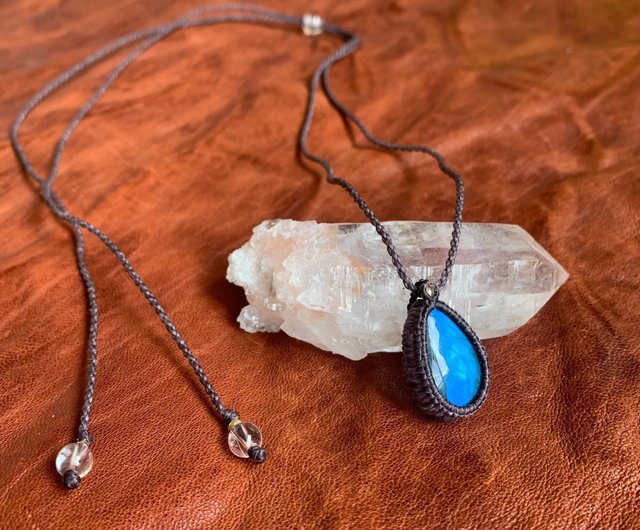 Twinkle- ラブラドライトマクラメネックレス - ショップ 糸遊美