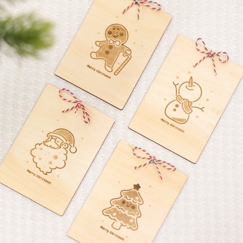 Wooden Christmas cards* free engraving on the back - การ์ด/โปสการ์ด - ไม้ สีนำ้ตาล