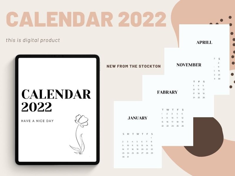 Minimal Digital 2022 Calendar - 筆記本/手帳 - 其他材質 白色
