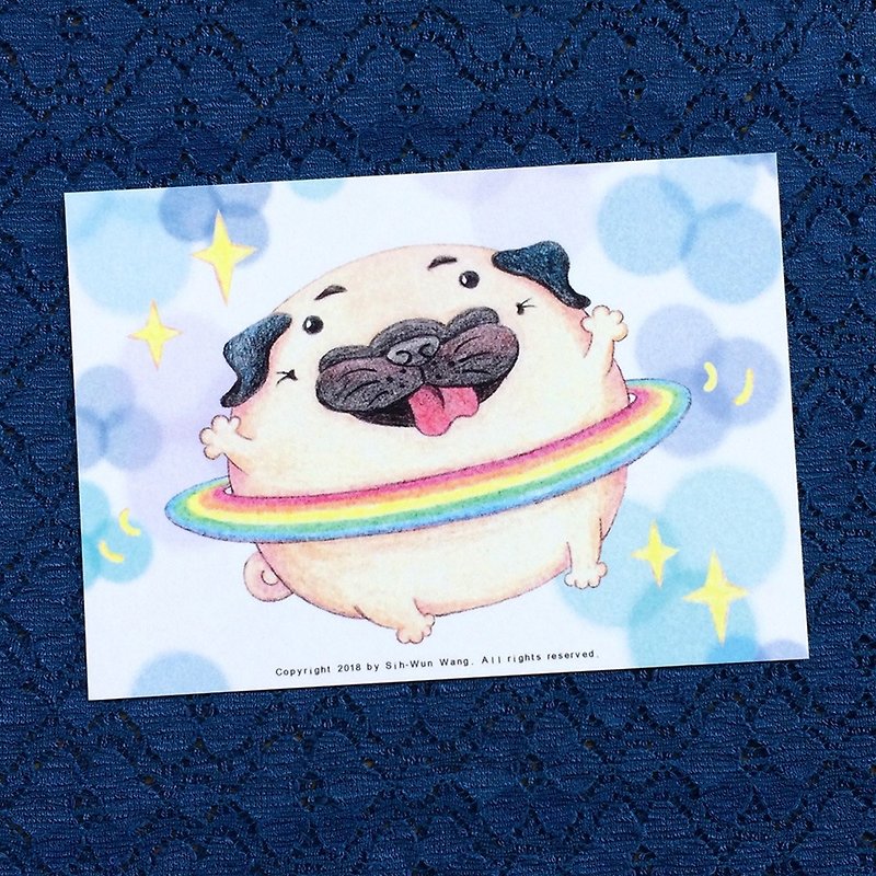 Pug Postcard-Pug Planet - การ์ด/โปสการ์ด - กระดาษ ขาว