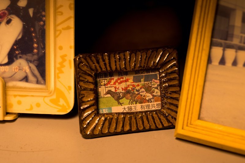 Handmade in HK Tiny Ceramic Rectangular Photo Frame - Items for Display - Pottery Brown