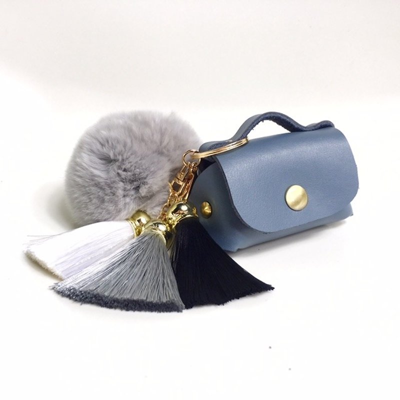 Zemoneni Leather purse all purpose for coin and key chain - กระเป๋าใส่เหรียญ - หนังแท้ สีเทา