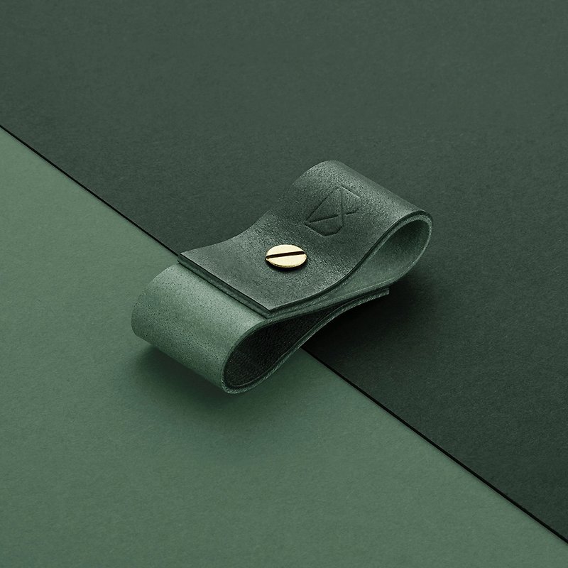 【Forest Green + Mint Green】Dual-Tone Cable Holder - ที่เก็บสายไฟ/สายหูฟัง - หนังแท้ สีเขียว