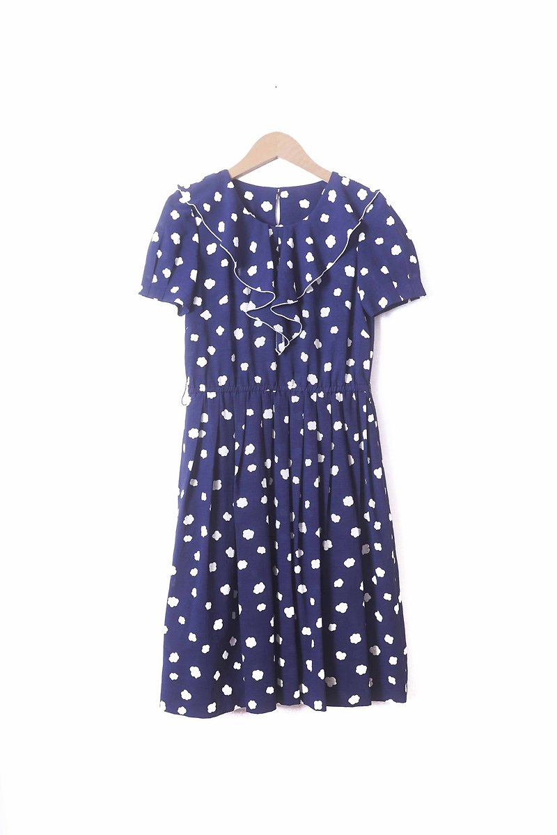 Innocence Department Store vintage vintage dress dark blue cloud dress - One Piece Dresses - Polyester Blue