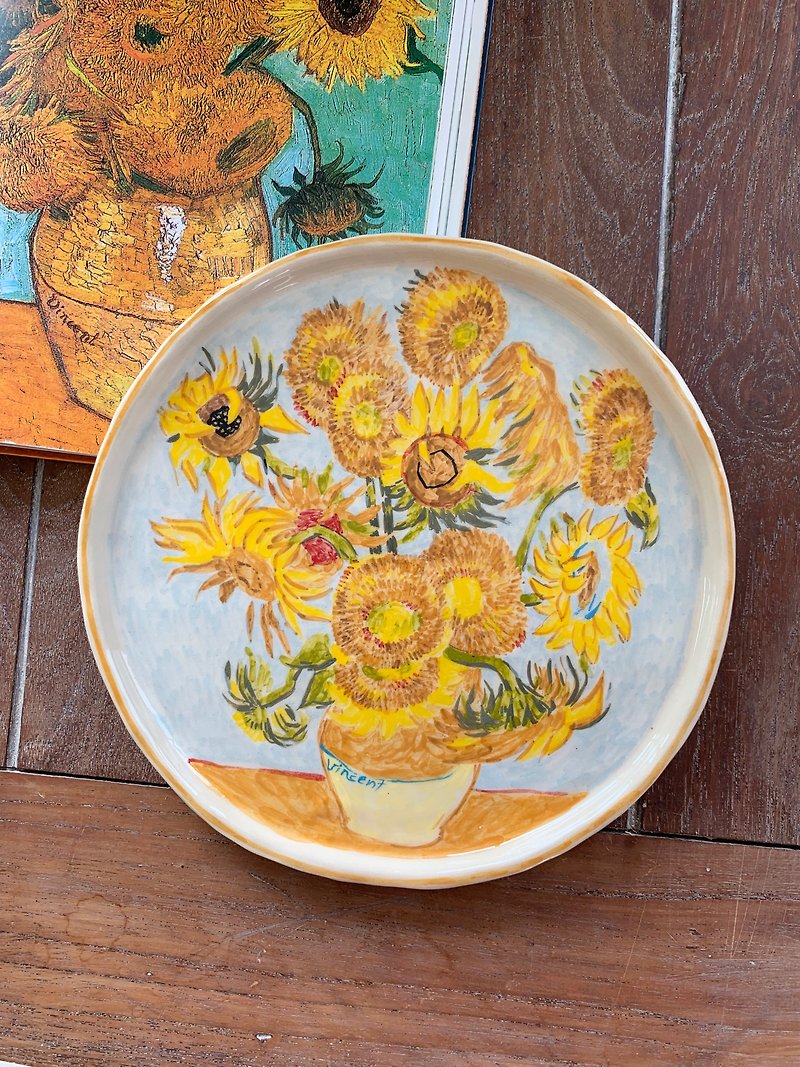 Sunflowers Plate 01 - Pottery & Ceramics - Pottery Yellow