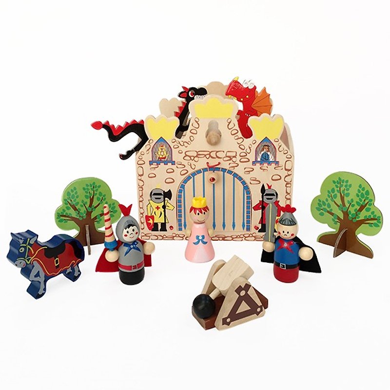 【展示福利品】公主與恐龍立體城堡手提故事組 - 寶寶/兒童玩具/玩偶 - 木頭 