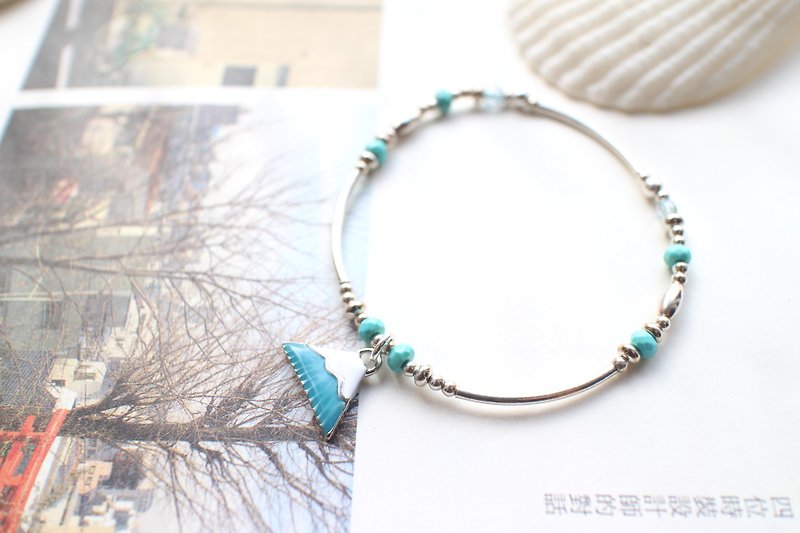 Summer Fuji Mountain-Turquoise 925 silver bracelet - Bracelets - Other Metals 