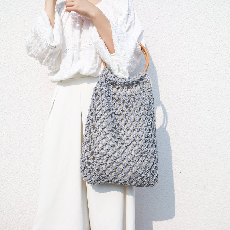 淺海藍色日本棉質線編織大提袋 | 夏日包 | 手提袋 | 女生禮物