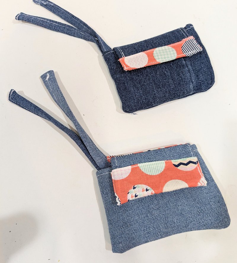 Coin purse/ID bag/customized name/upcycle/recycled - Wallets - Cotton & Hemp Multicolor