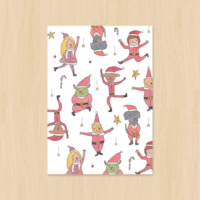 Christmas monster / Christmas / full stop postcard - Cards & Postcards - Paper Red