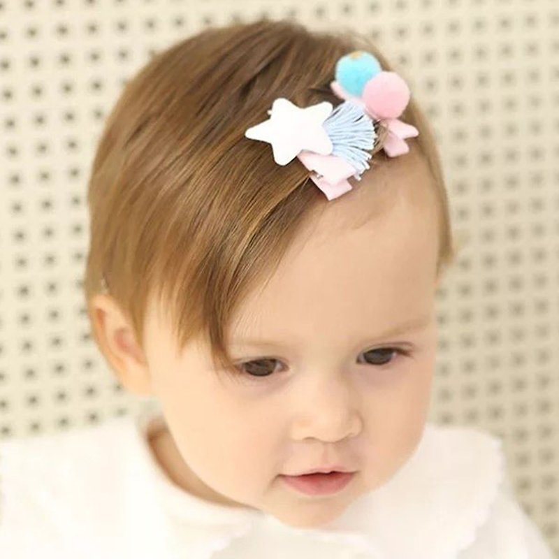 Small Stars and Small Balls Hair Clips Two-in-one All-inclusive Handmade Hair Accessories Star & Ball-White - Hair Accessories - Polyester Blue