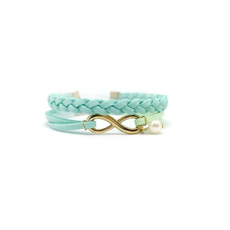 Handmade Double Braided Infinity Bracelets Rose Gold Series–light blue - Bracelets - Other Materials Blue