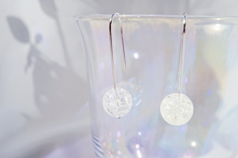 Big Crystal Ball 925 Silver earrings  - ต่างหู - โลหะ สีเงิน