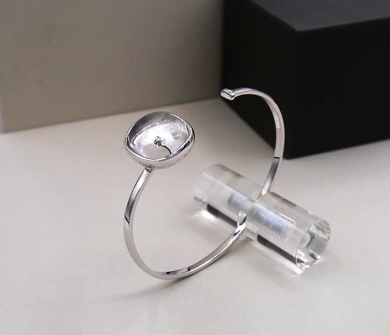 Other Metals Bracelets Silver - Handmade simply glass bangle ,Minimal white color CASO jewelry