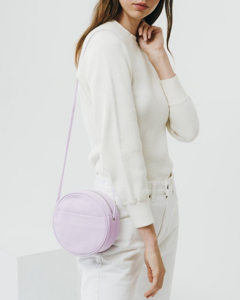 BAGGU Round Shoulder Bag / Messenger Bag - Lilac Violet - Backpacks - Cotton & Hemp Purple