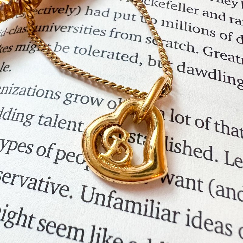 【Japanese Vintage】Authentic Vintage Dior 18KGP CD Heart Necklace - Necklaces - Other Metals Gold