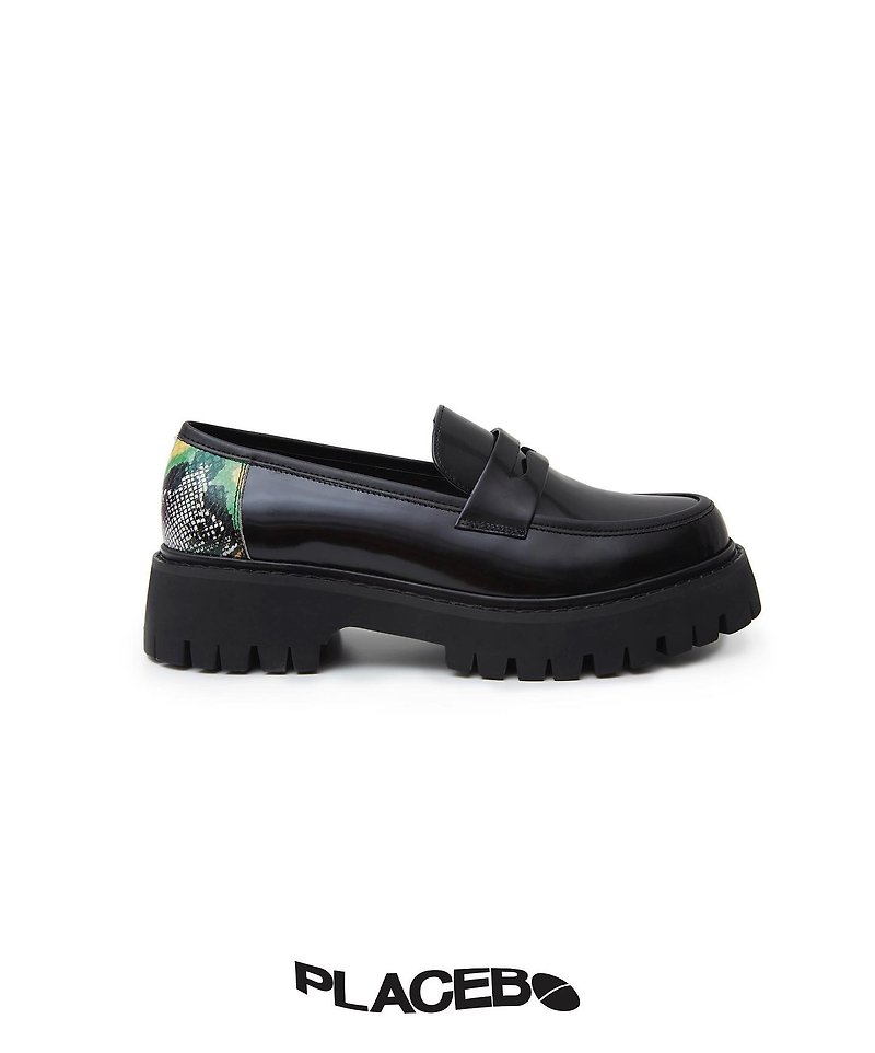 PLACEBO UNISEX GREEN ANIMAL PENNY LOAFER - Women's Leather Shoes - Waterproof Material Black