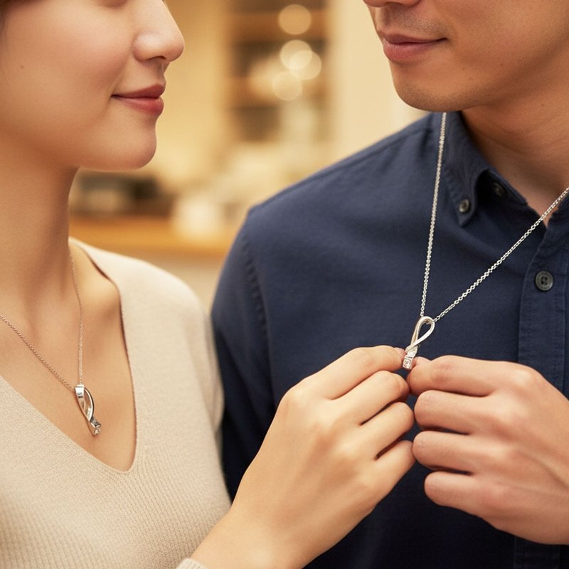 【比法一生】純銀對墜—永恆軌跡  情侶對墜 客製化雷射刻字 - 項鍊 - 銀 銀色