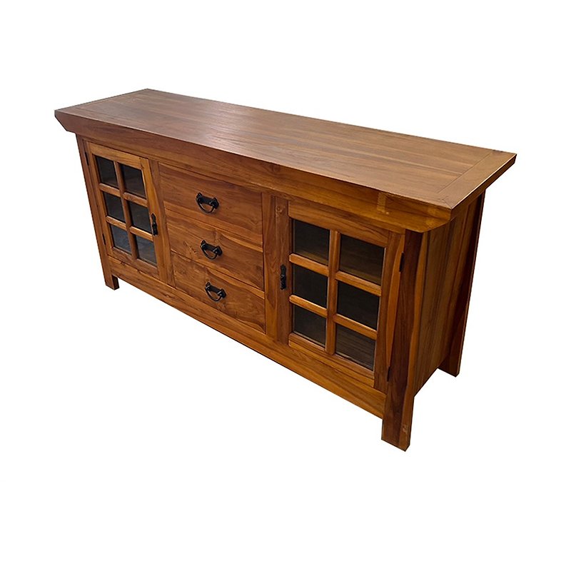 [Jidi City 100% Teak Furniture] RPBU002B Teak Double Door Three Drawer Storage Cabinet Waist Cabinet - เฟอร์นิเจอร์อื่น ๆ - ไม้ 