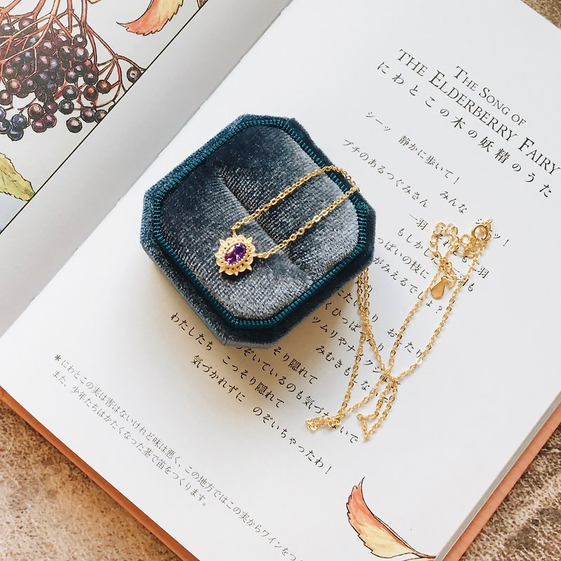 Enko | Commemorative 14k Gold Stone Necklace from Collins Shores - สร้อยคอ - เครื่องประดับพลอย สีม่วง