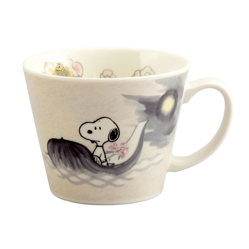 【母親節禮物/免運/特惠】SNOOPY史努比-亞洲限定版湯杯(蓮花) - 咖啡杯/馬克杯 - 陶 白色