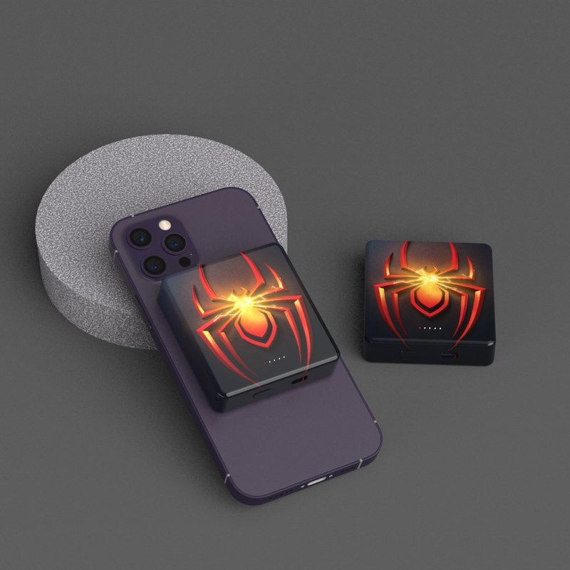 【限量】迪士尼 Marvel 8000mAh 磁吸式行動充電 - 蜘蛛俠Logo - 行動電源/充電線 - 塑膠 黑色