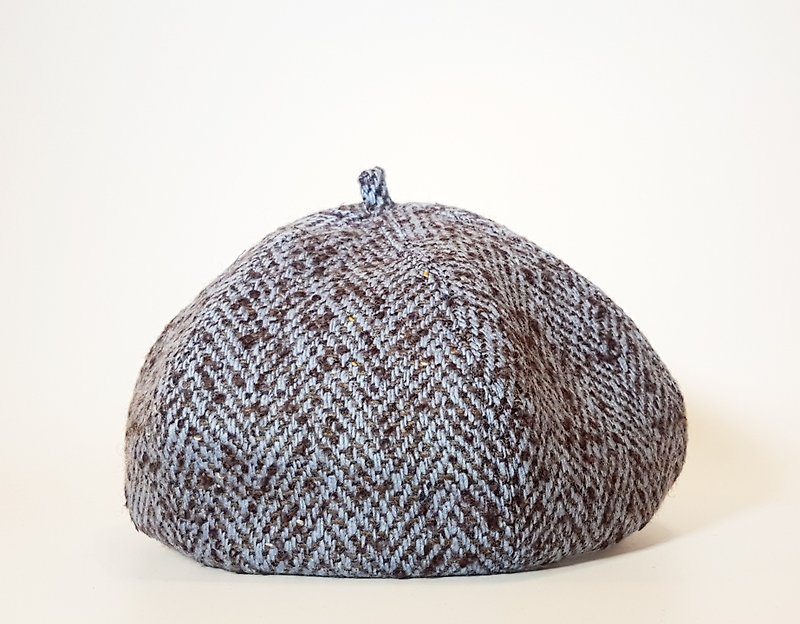 文青時尚南瓜帽-混色編織(藍+咖啡+駝色#禮物#秋冬#畫家帽#貝蕾帽 - 帽子 - 其他材質 多色